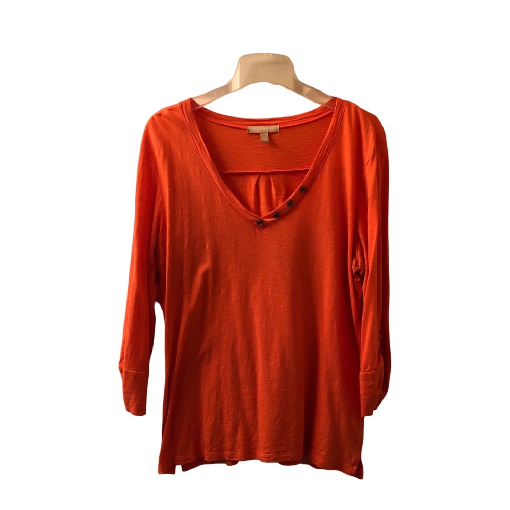 Banana Republic Factory Orange V-Neck 3/4 Sleeve Blouse XL